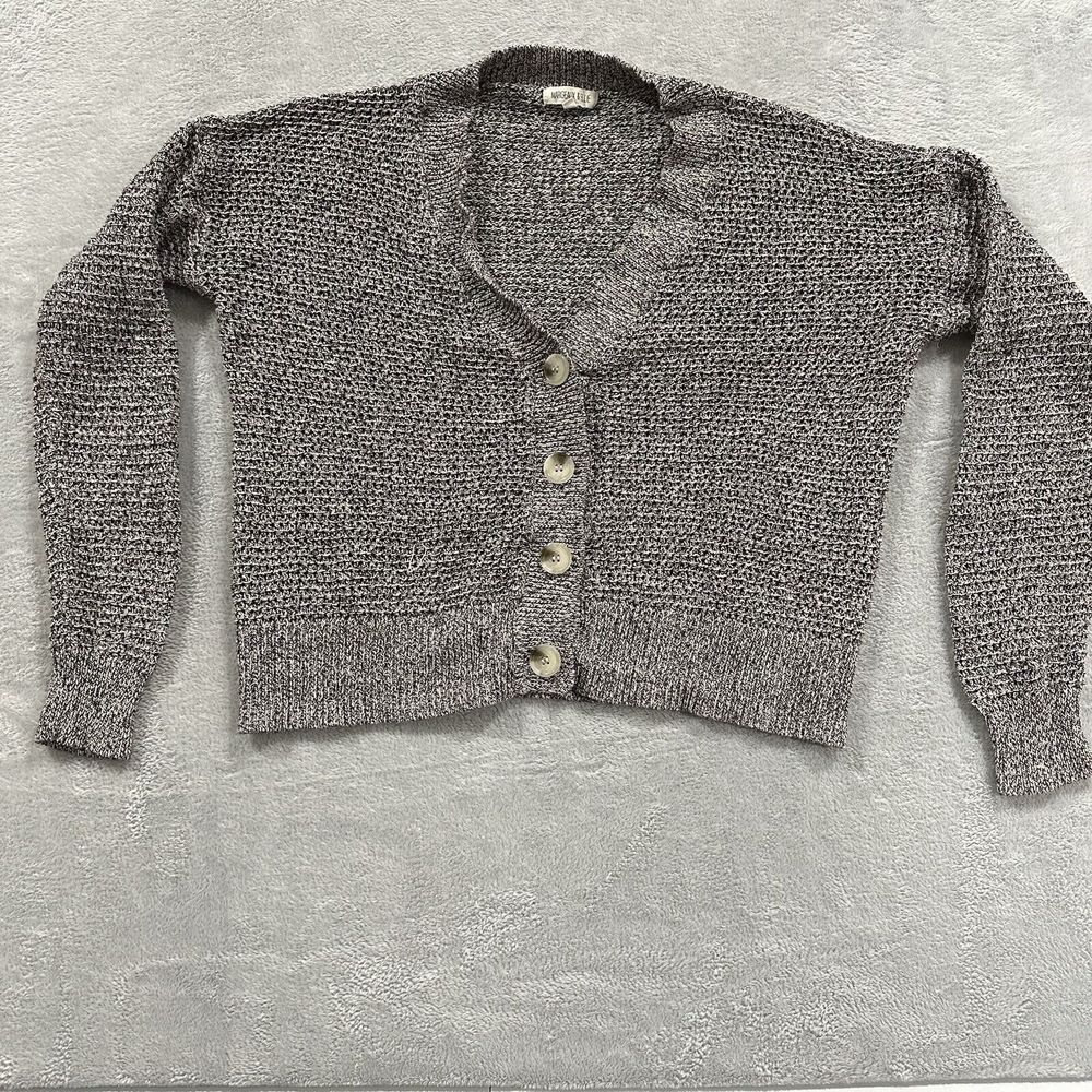 Margeaux & Elle Cardigan Women's Medium Button Front Knit Gray Sweater Cotton
